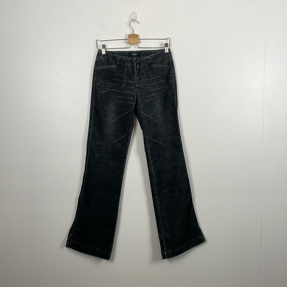 Express Stretch Womens 1/2 Corduroy Flare Wide Leg 4 Pocket Black Casual Pants - Picture 1 of 9